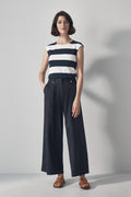 Tab Detail Wide Leg Pant