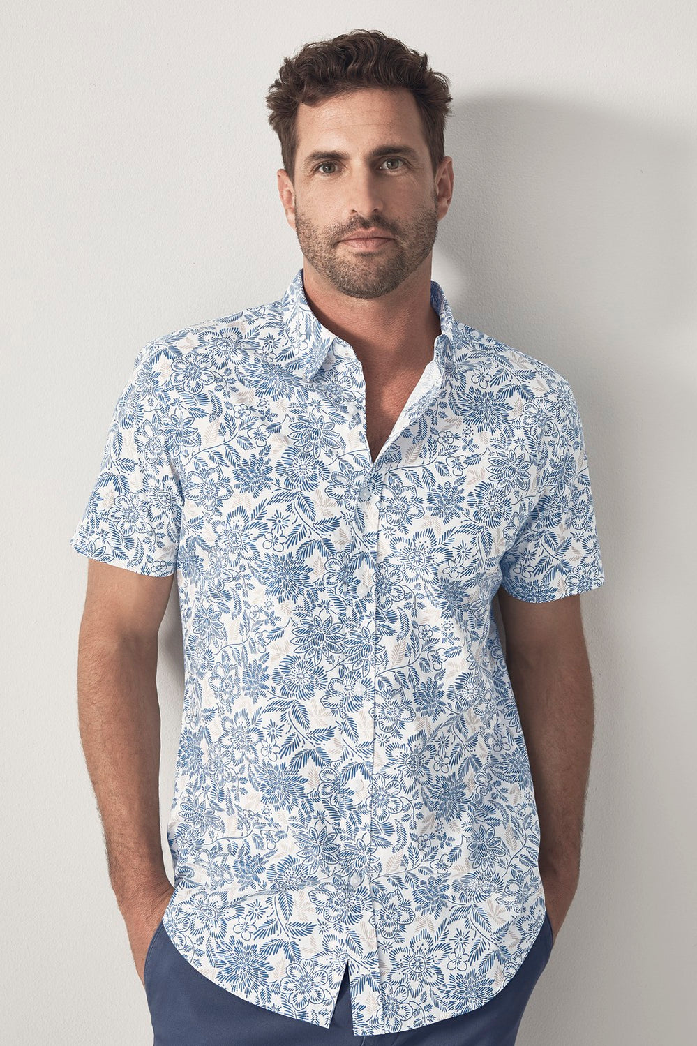 Linear Woodblock Short Sleeve Shirt