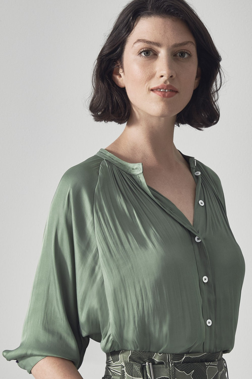 Gathered Raglan Sleeve Blouse