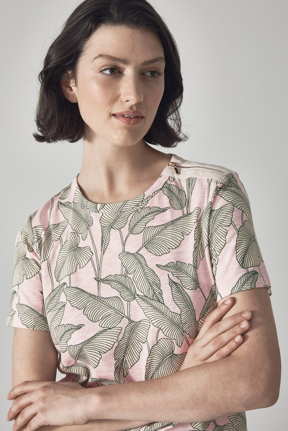 Foliage Zip Detail T-Shirt