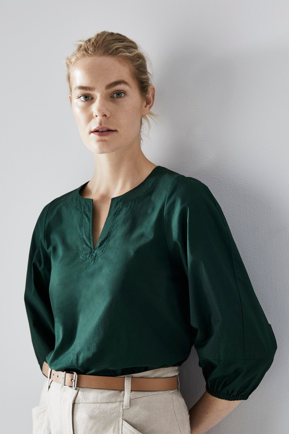 Cotton Blouson Sleeve Top