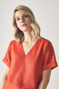 Linen V-Neck Top
