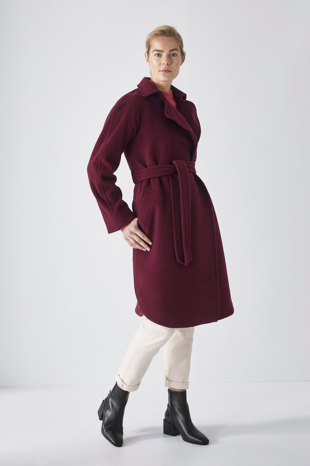 Wool Blend Wrap Coat