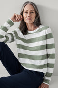 Linen Cotton Bold Stripe Long Sleeve T-Shirt
