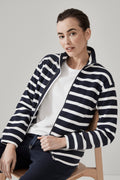 Cotton Fleece Stripe Zip Through Jacket