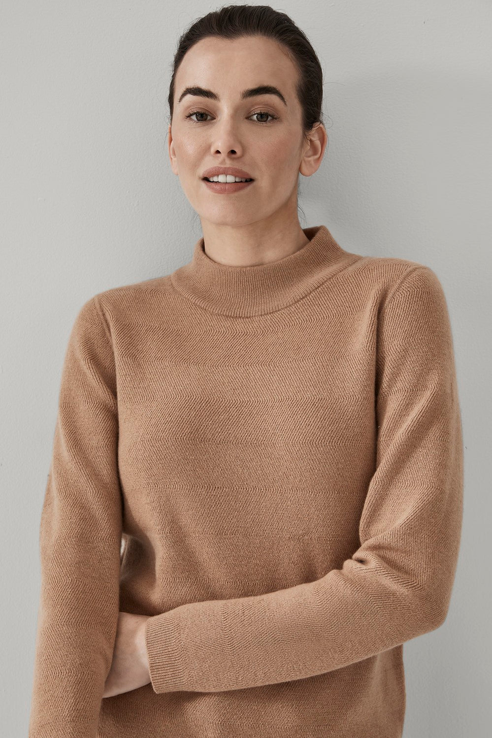 Herringbone Mock Neck Knit