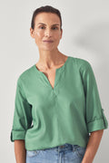 Cotton Modal Vent Neck Top
