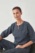 Mini Grid Vent Neck Top