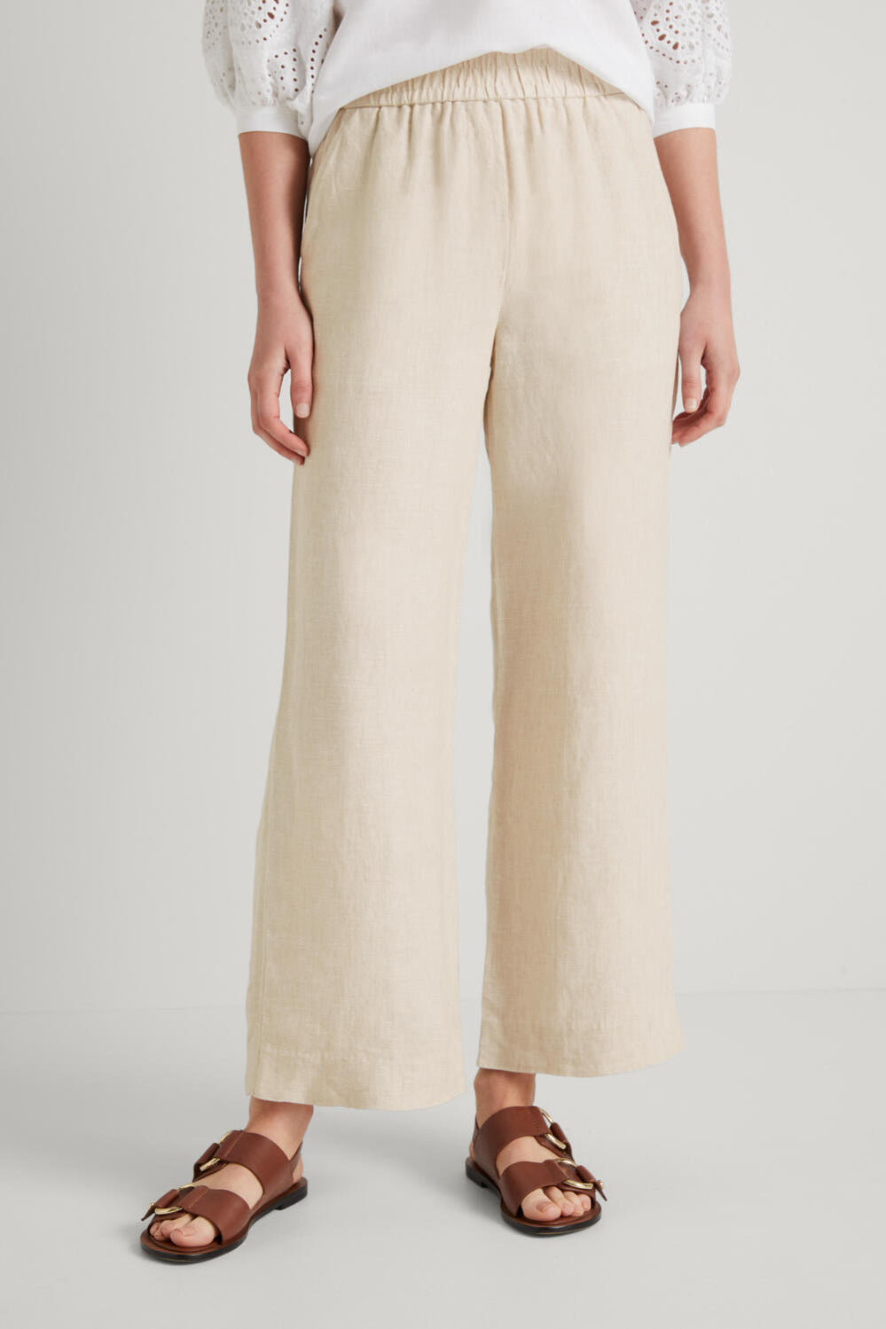 Linen Wide Leg Pull On Pant