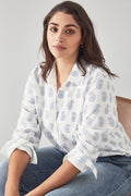 French Linen Paisley Print Shirt