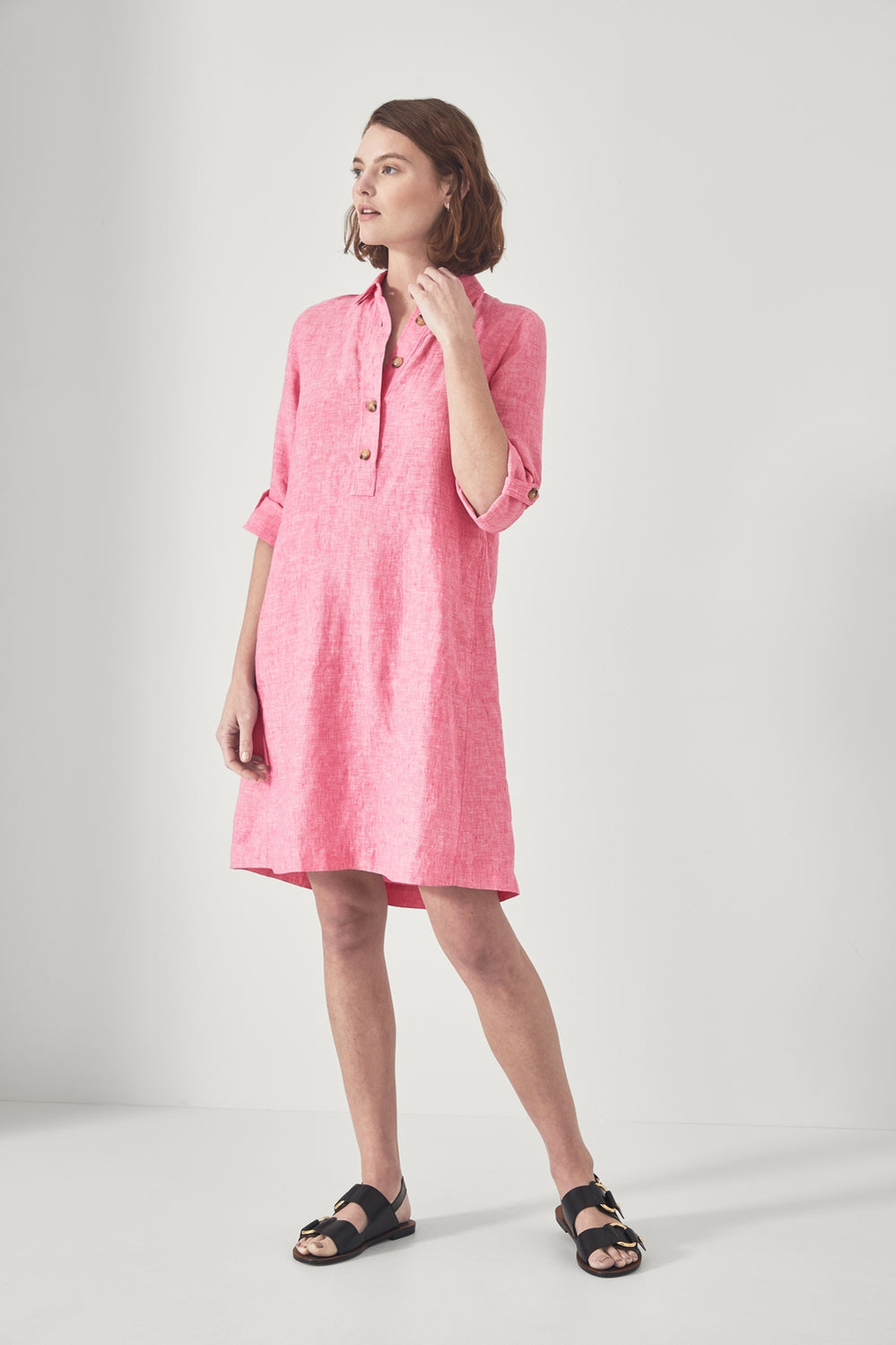 Linen Yarn Dye Shirt Dress
