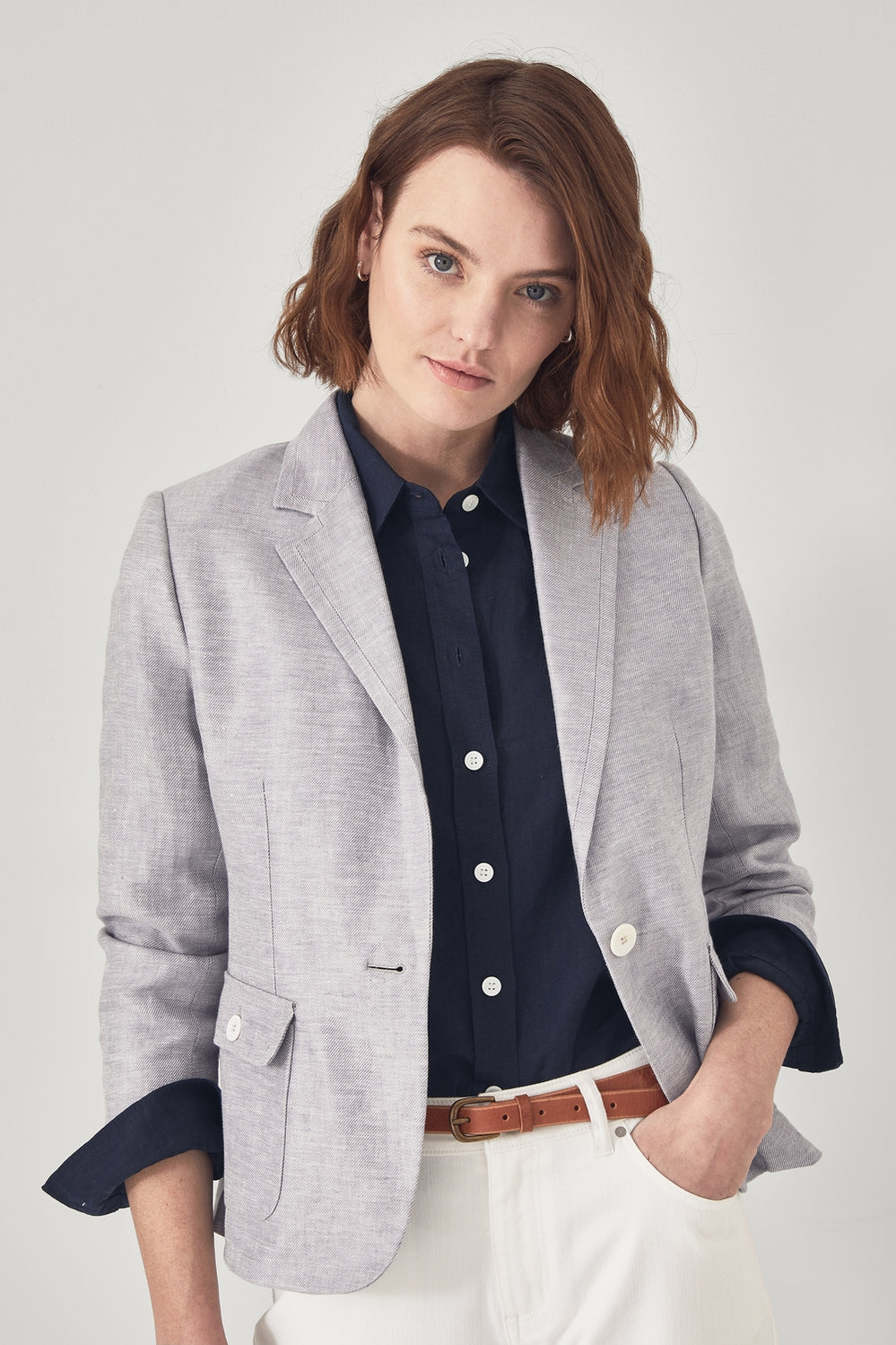 Linen Notch Collar Blazer