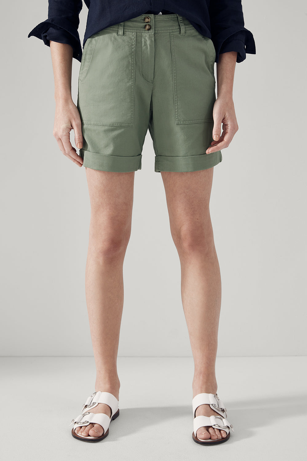Stretch Cotton Cuffed Short