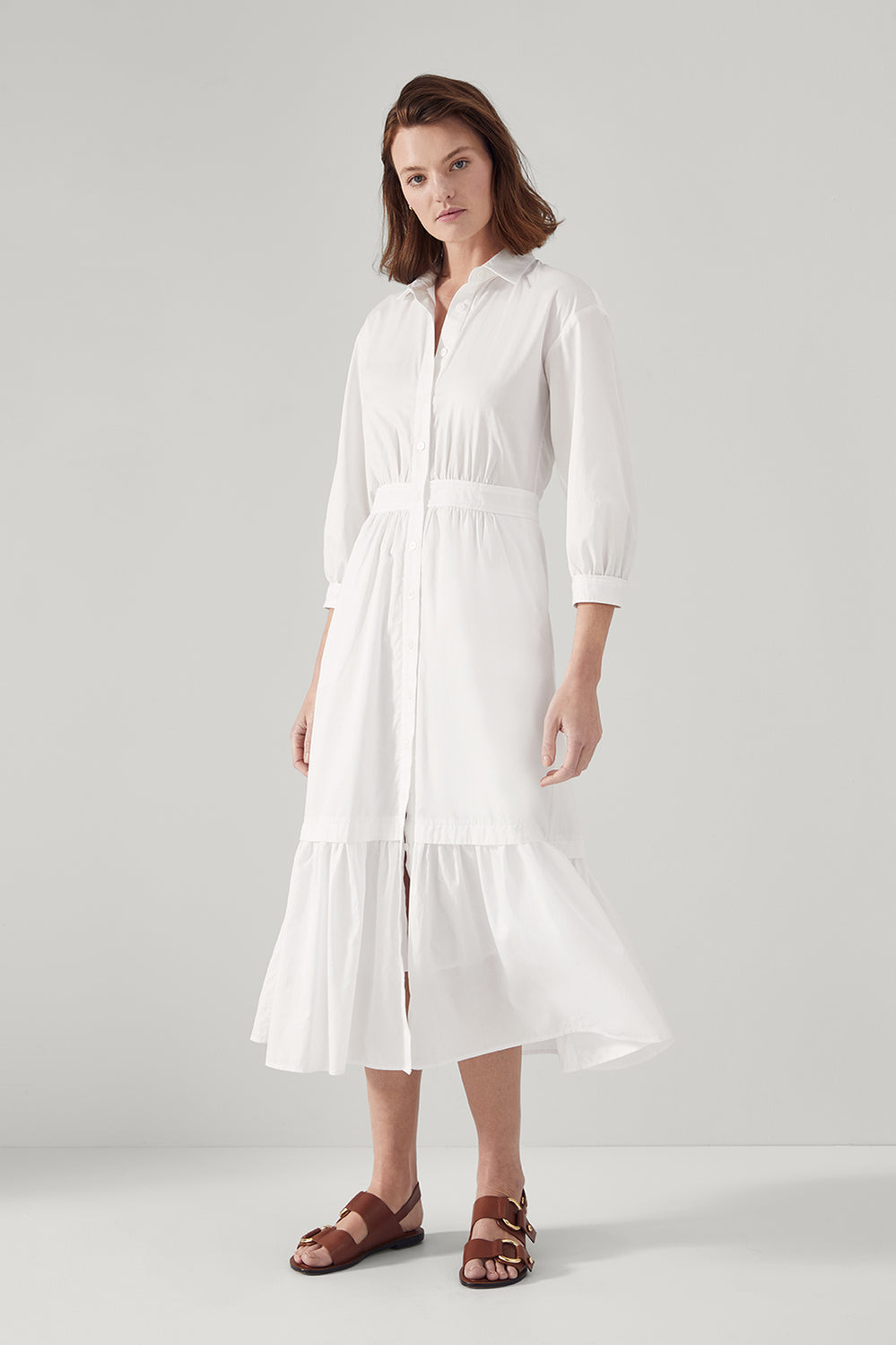 Cotton Sateen Tiered Dress