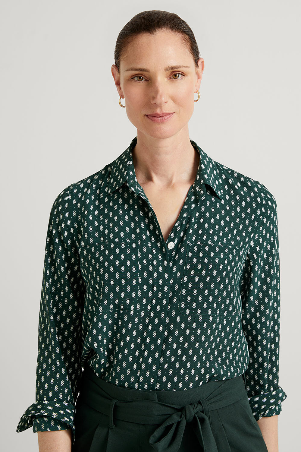 Silk Geo Foulard Pocket Shirt