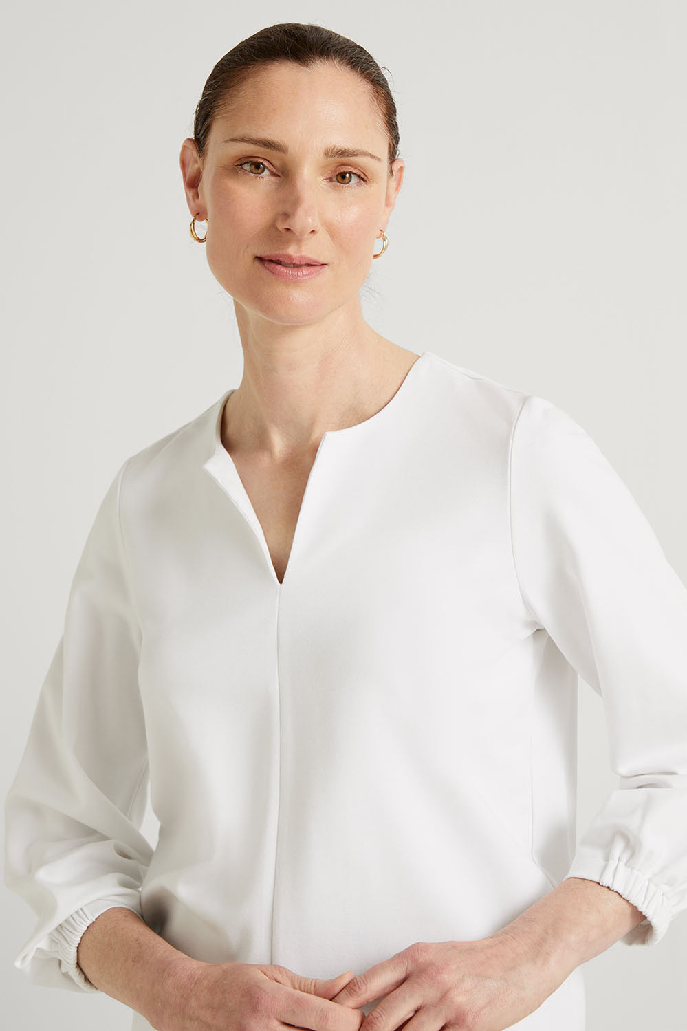 Ponte Gathered Sleeve T-Shirt