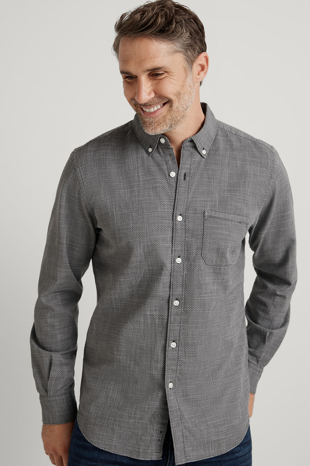 Regular Textured Geo Double Weave Shirt