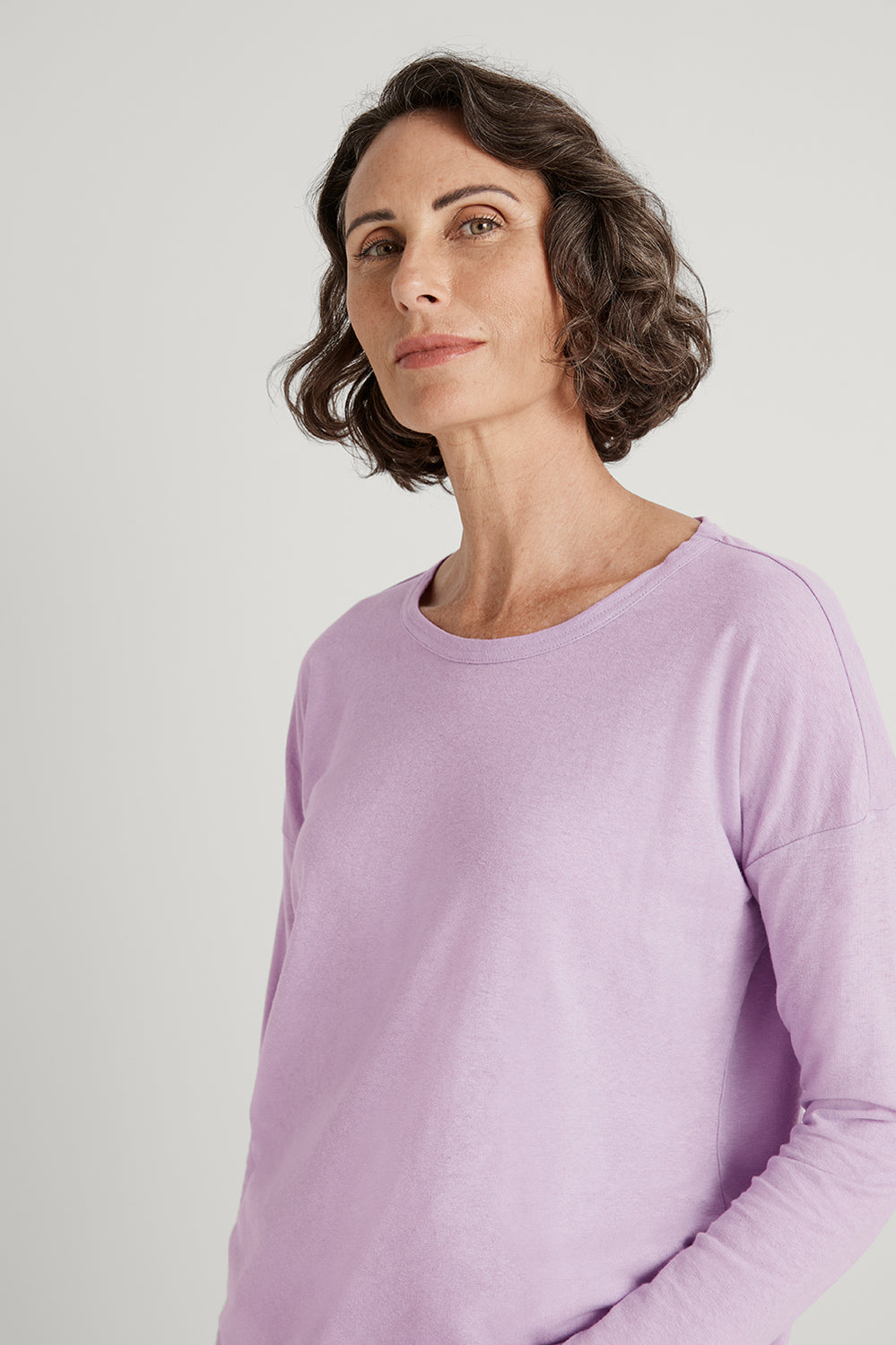 Linen Cotton Relaxed Long Sleeve T-Shirt