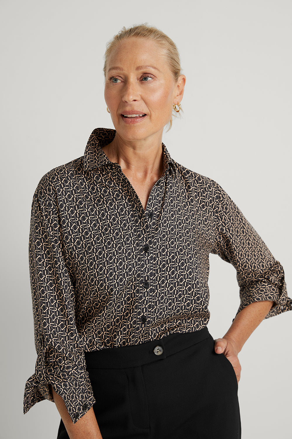 Modal Geo Chain Longline Shirt