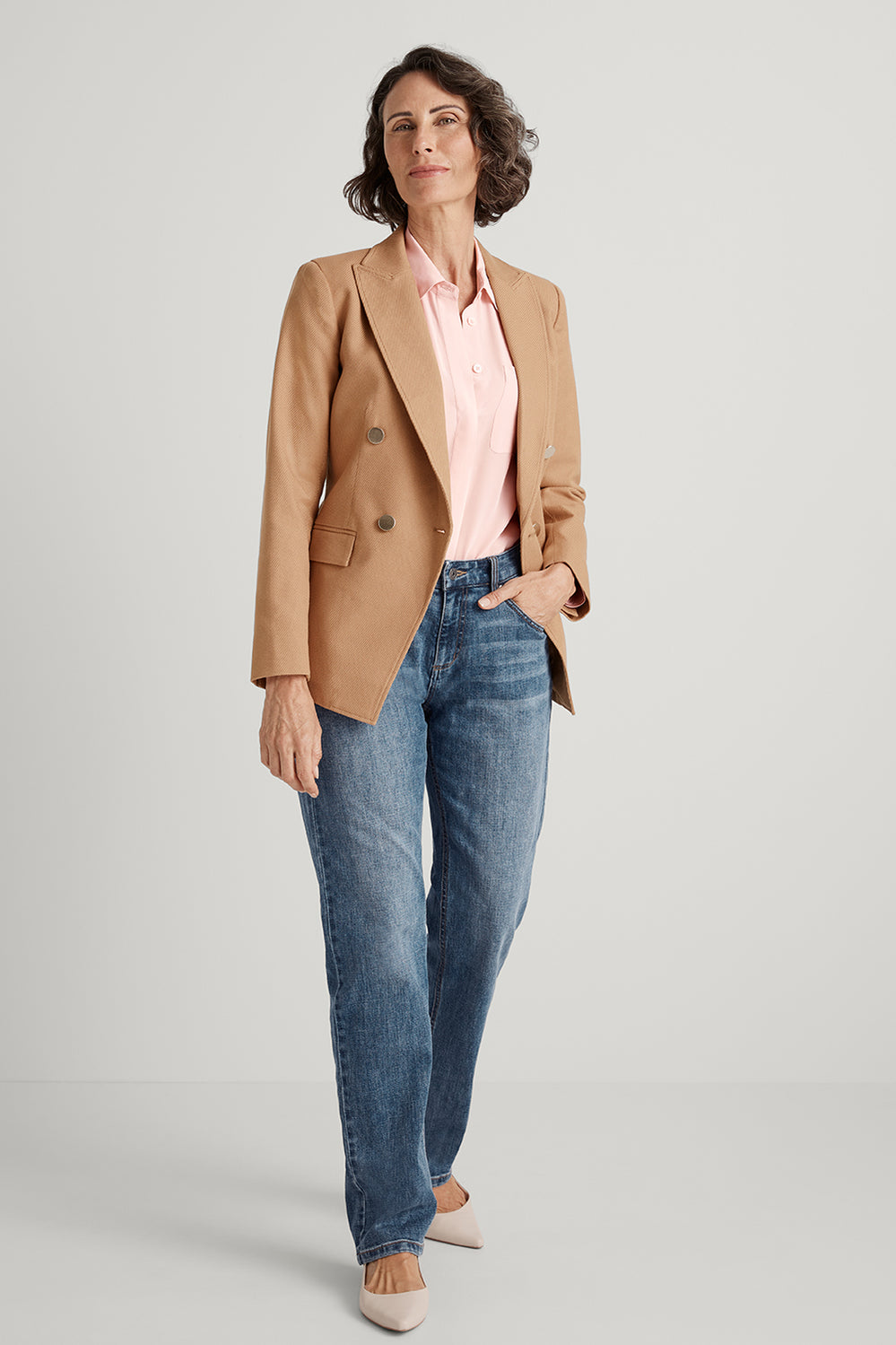 Double Breasted Peak Lapel Blazer