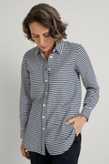 Cotton Modal Longline Stripe Shirt