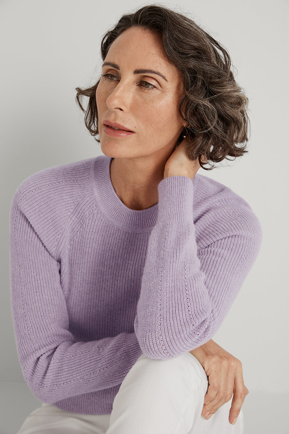 Wool Yak Raglan Stitch Detail Knit