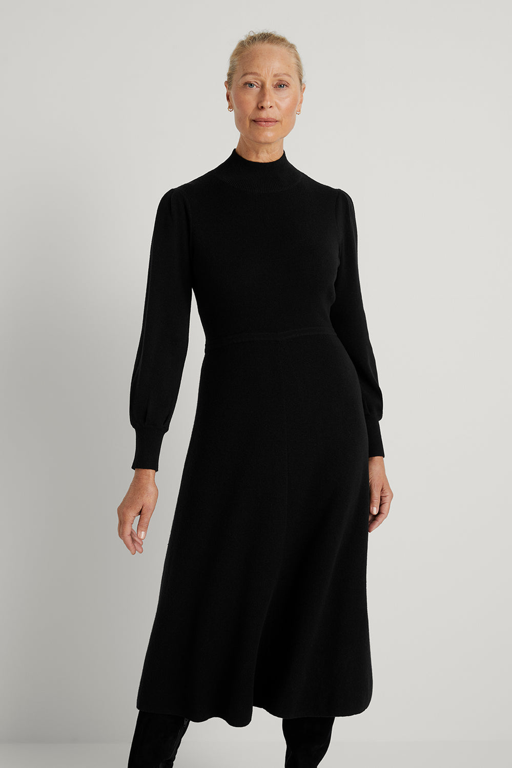 Merino Cotton Pleat Sleeve Dress