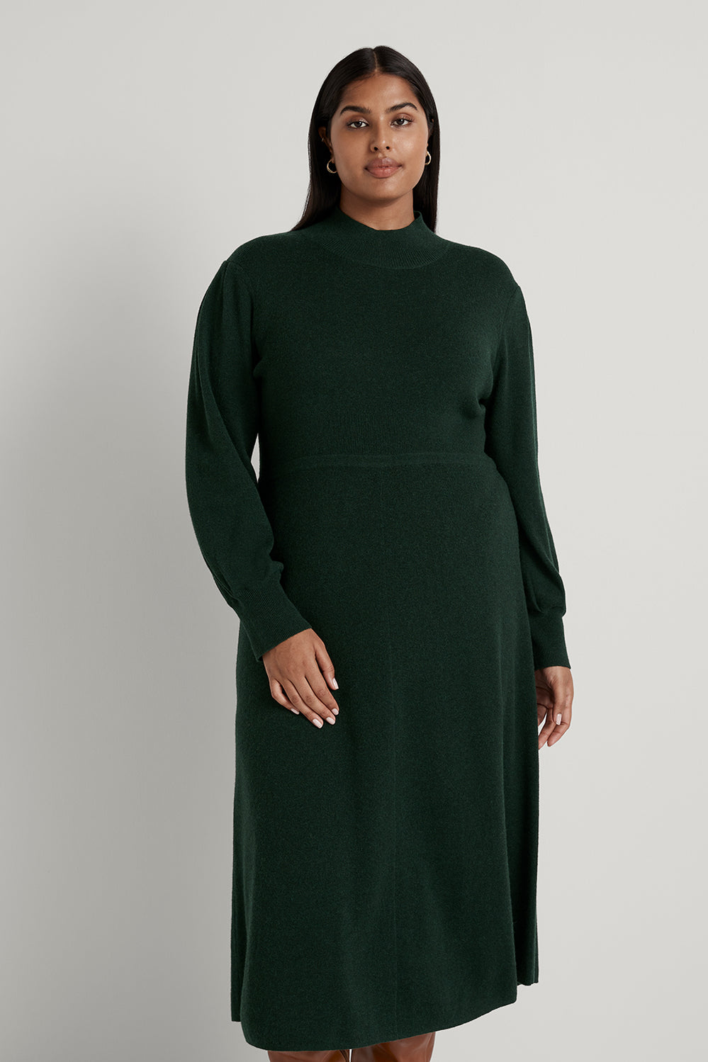 Merino Cotton Pleat Sleeve Dress