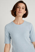 Stretch Cotton Marle Rib Half Sleeve T-Shirt