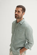 Regular Linen Prince Of Wales Shirt