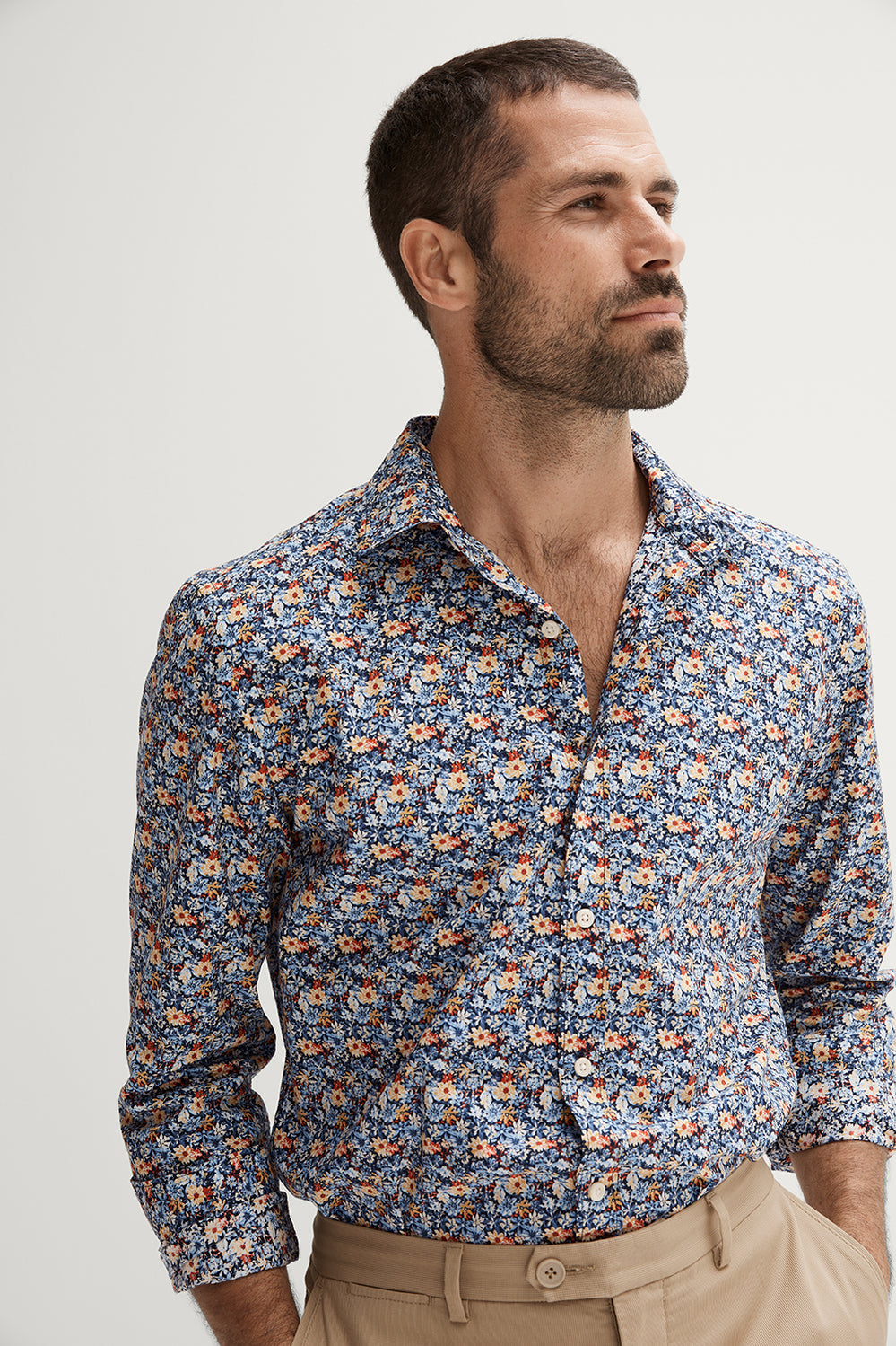 Tailored Cotton Graphic Floral Shirt