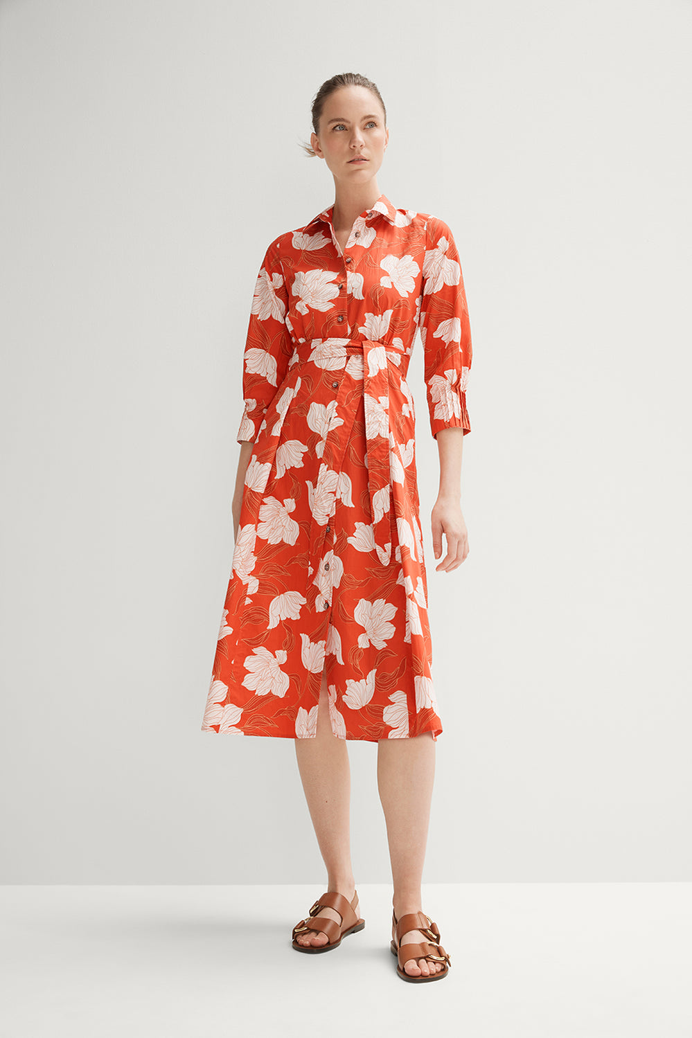 Cotton Stencil Floral Print Dress