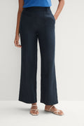 Linen Pintuck Wide Leg Pull On Pant