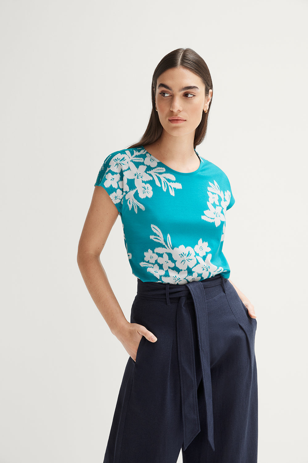 Cotton Interlock Etched Floral T-Shirt