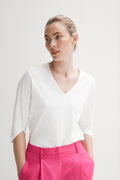 Cotton Interlock Vent Sleeve V Neck T-Shirt
