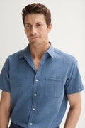 Regular Fit Cotton Dobby Check Short Sleeve Shirt