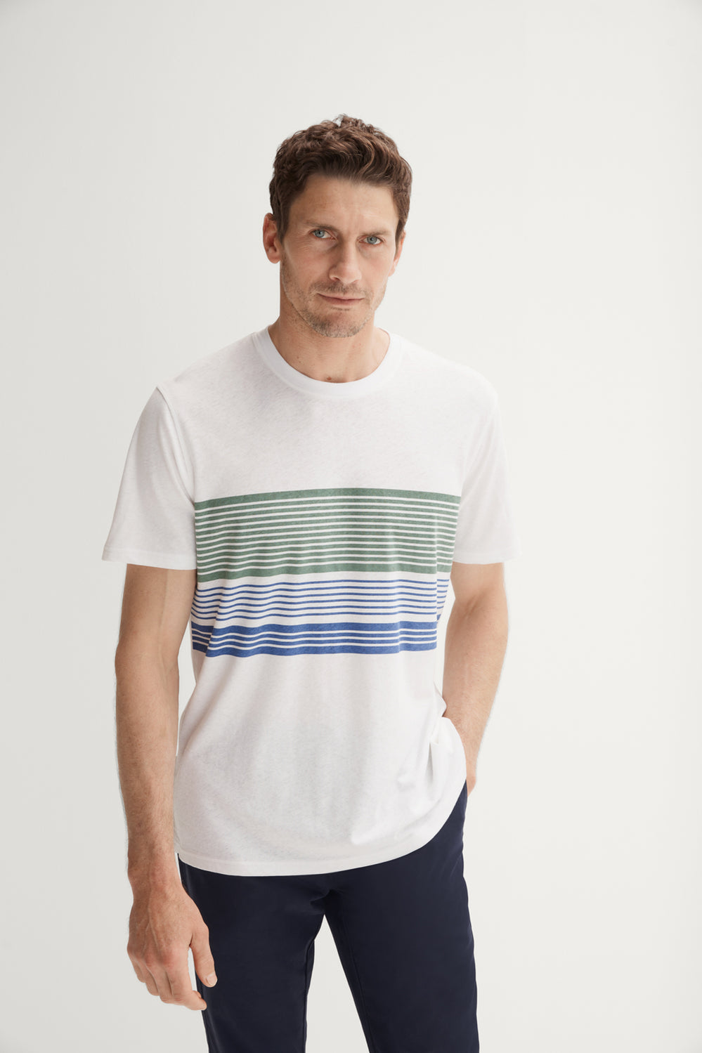 Linen Cotton Variegated Stripe T-Shirt