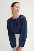 Satin Smocking Detail Blouse