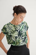 Pima Cotton Rainforest Print Cuff Sleeve T-Shirt