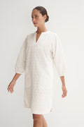 Cotton Brocade Blouson Sleeve Dress