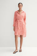 Linen Blend Solar Floral Shirt Dress