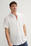 Regular Fit Linen Tossed Wave Shirt