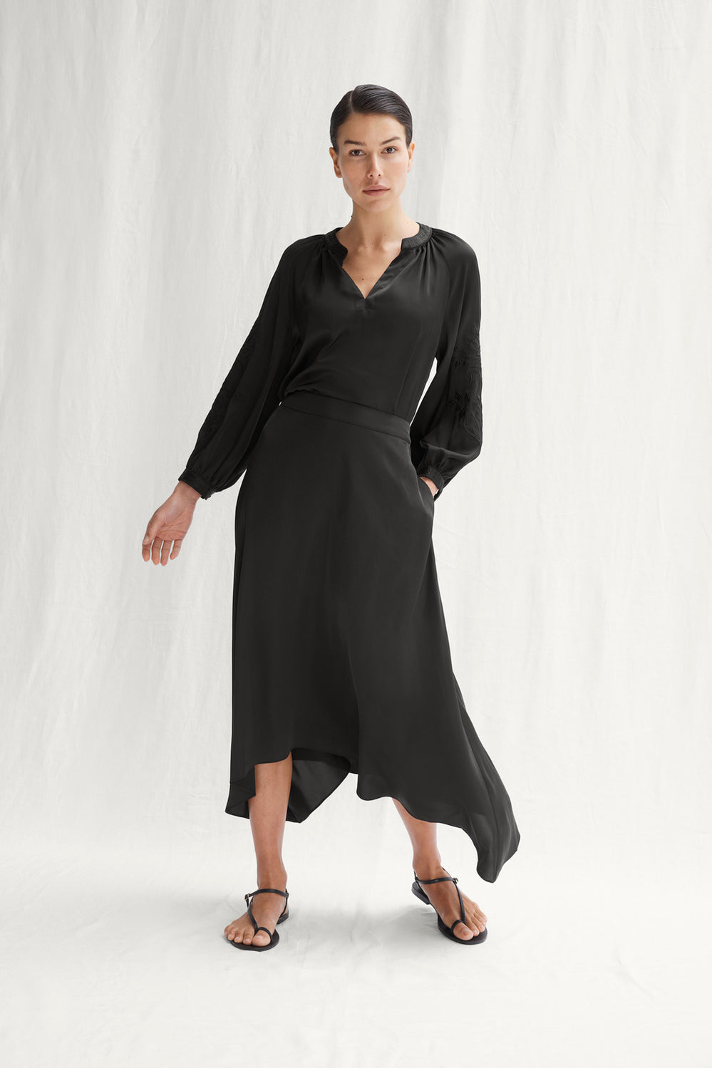 Draped Trapeze Hem Skirt