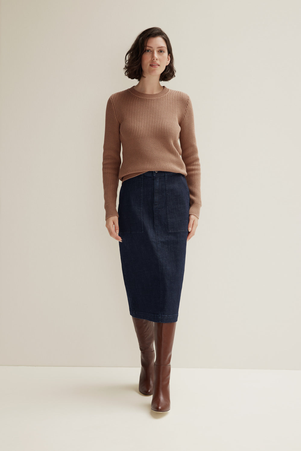 Longline Denim Skirt