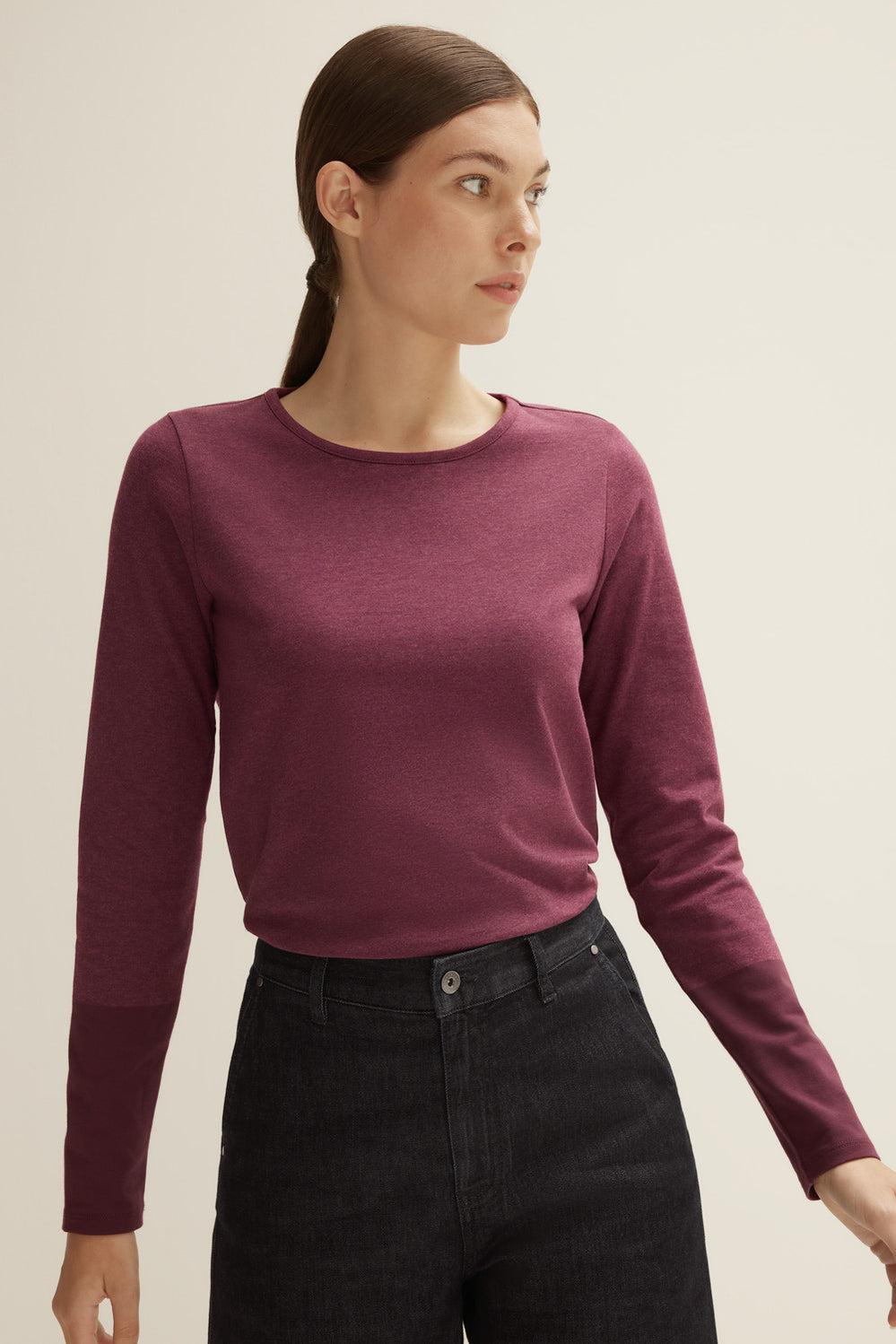 Cotton Spliced Sleeve T-Shirt