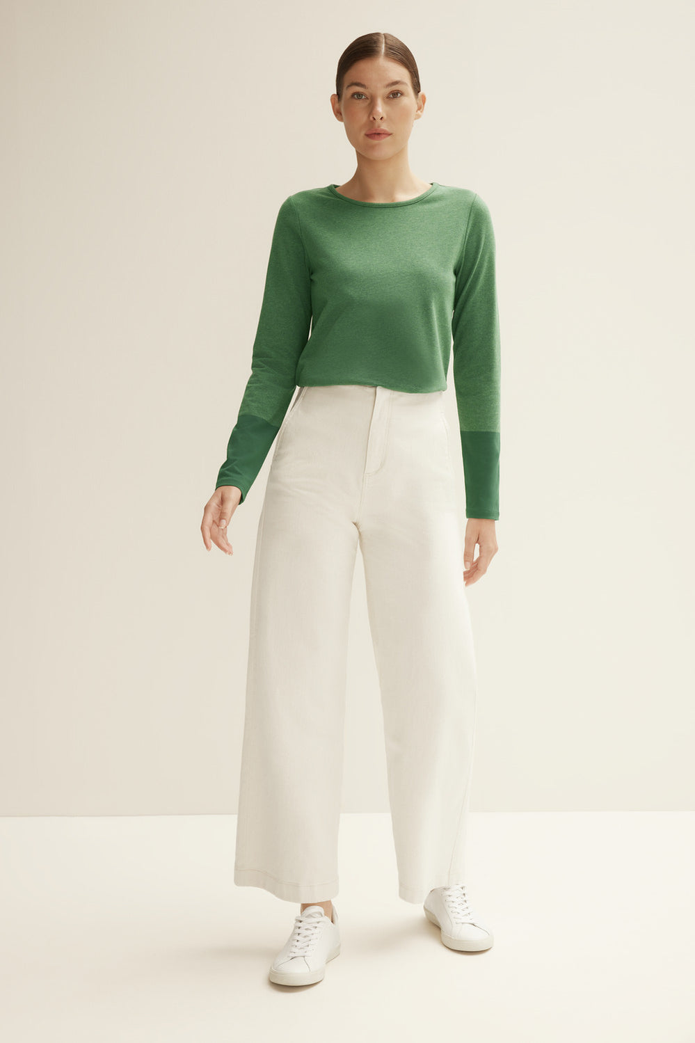 Cotton Spliced Sleeve T-Shirt