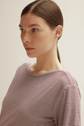 Boat Neck Stripe Long Sleeve T-Shirt