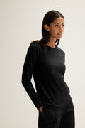 Cotton Fine Rib Long Sleeve T-Shirt