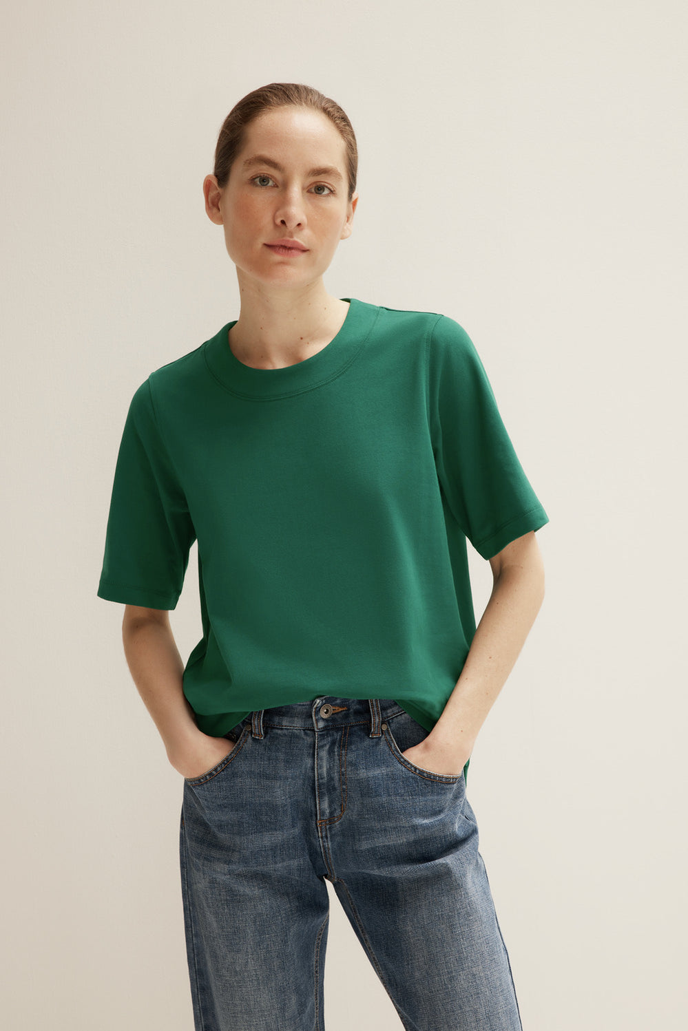 Cotton Neck Detail T-Shirt