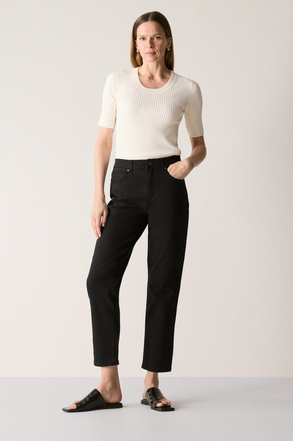 Sateen Straight Leg Jean